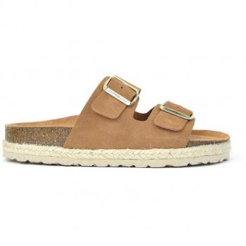 Sandalias de mujer de serraje con doble hebilla