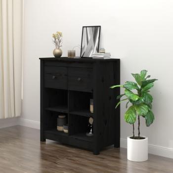 Aparador negro de madera maciza de pino 70x35x80 cm