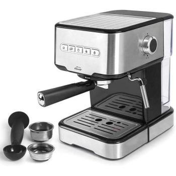 Cafetera Expresso Lacor Doble Salida con Espumador de Leche, Apta para Café Molido y Cápsulas