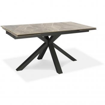 Mesa Extensible Moderna 160-240 x 90 cm - Tapa de Cerámica sobre Vidrio Templado Mármol Antracita