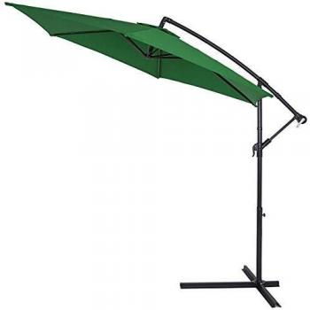 Sombrilla de Jardín Verde Ø330cm Aluminio Inclinable Protección UV 50+ Antiviento Repelente al Agua