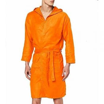 PETTI Artigiani Italiani Albornoz de Microfibra para Hombre y Mujer con Capucha, 100% Made in Italy, NARANJA, L