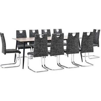 vidaXL Juego de Comedor 11 Piezas Cuero Sintético Mobiliario Decoración Interior Casa Hogar Robusto Duradero Resistente Funcional Práctico Útil Negro