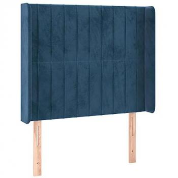 Cabecero con LED de terciopelo azul oscuro 103x16x118/128 cm