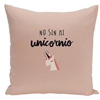 UO Funda de Cojín con Embalaje, Estampadono sin Mi Unicornio, Algodón-Poliéster, Rosa Claro, 45x45x2 cm