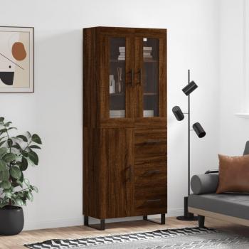Aparador alto de madera contrachapada marrón roble 69,5x34x180 cm