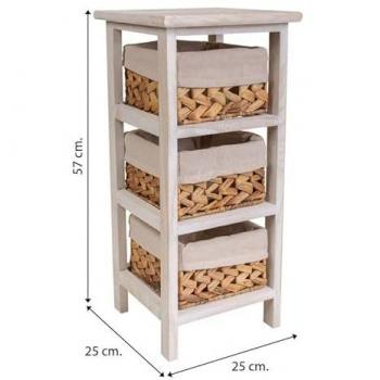 Mesita de Madera Blanca 25x25x57h cm con 2 puertas y estilo Romántico