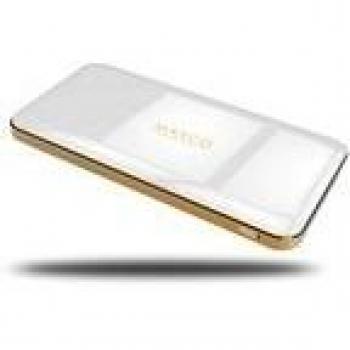 Maxco Powerbank Razor MR-5000A blanco/gold - 5000mAh DC5V-1000mA Lithium Polymer Batterie Eingang: DC 5V,2A, Ausgang: 5V,2.1A Flacher y stylischer Zusatzbatería recargable in ansprechenden Farben Micro- USB Kabeln