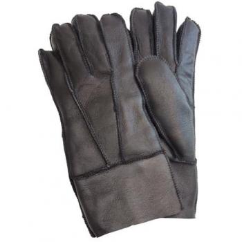 Infinity Unisex Black Sheepskin Leather Gloves with Adjustable Cuff - Size Large