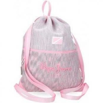 Mochila saco Pepe Jeans Miri rosa con bolsillo y cierre de cremallera