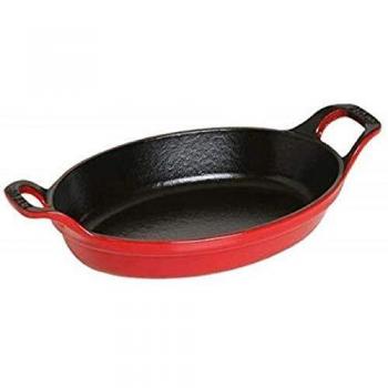 STAUB Fuente Ovalada apilable, Hierro Fundido, Rojo Cereza, 24 cm