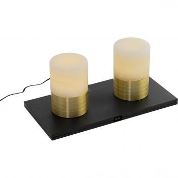 Set de 2 lámparas de mesa recargables doradas RGBW - Alessia, Art Déco, Aluminio/Plástico, Redondas, LED integrado