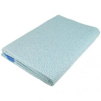 Colcha Multiusos Nápoles Tejido Jacquard Celeste con Fleco - Protector Sofá y Cama 170x260 cm - Envío Gratis