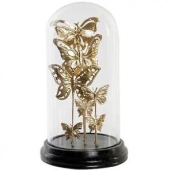 Figura Decorativa DKD Home Decor Cristal Negro Dorado Metal Mariposas (18,5 x 18,5 x 32,5 cm)