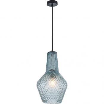 Lámpara colgante Lindby Drakar, 1 luz, azul claro, cristal, Ø 25 cm, vintage, E27