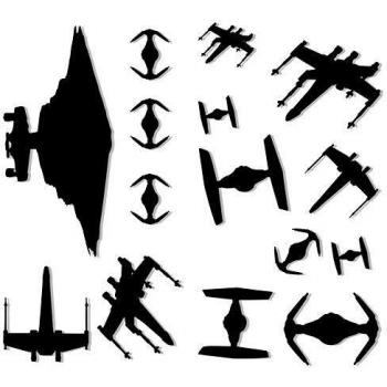 UKSELLINGSUPPLIERS - Juego de 13 vinilos adhesivos para pared, diseño de naves espaciales de Star Wars, color negro
