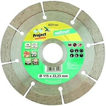wolfcraft 8321000 8321000-1 Disco diamantado de tronzar Project Universal para amoladoras angulares diam. 115 x 22,2 mm