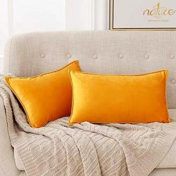 Deconovo Fundas para Cojines de Almohada del Sofá Cubierta Suave Decorativa Protector para Hogar 30 x 50 cm 2 Piezas Amarillo Oro