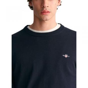 GANT Mens Classic Cotton Crew Neck Jumper - 433 Evening Blue - XL - male