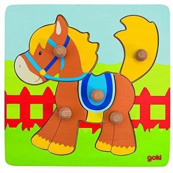 Puzzle de encaje caballo 5 piezas de madera con pivote