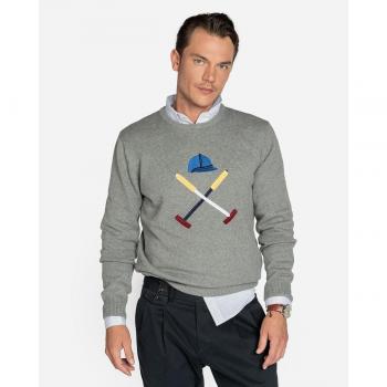 Jersey de hombre color gris cuello redondo