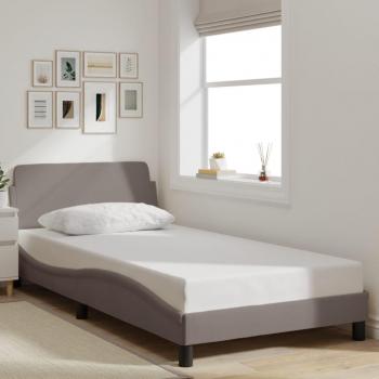 Colchón Tsunbed 100x200 cm en Tela con Estructura de Cama y Cabecero Gris Taupe Vidaxl