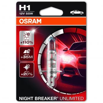 OSRAM NIGHT BREAKER UNLIMITED H1, halogen-headlamp bulb, 64150NBU-01B, 12V, single blister