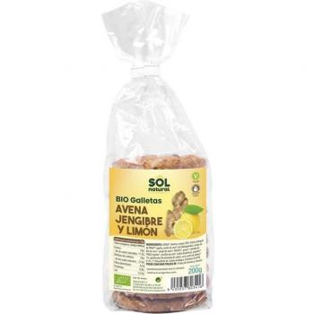 Galletas de Avena, Jengibre y Limón Bio 200g Sol Natural