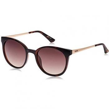 Guess GU7503 Women's Full-Rim Round Sunglasses, Dark Havana Frame, Size 52 MM