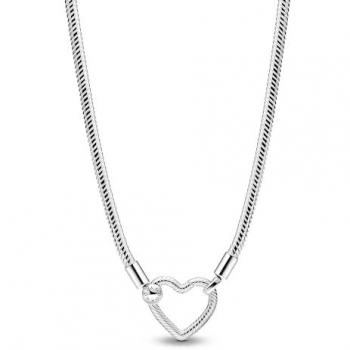 Collar de Cadena de Serpiente en Plata 925 con Hebilla de Corazón para Dama - Pandora 393377C00-45