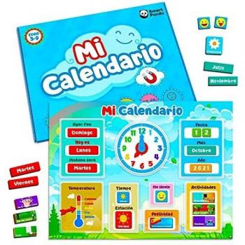 Mi Primer Calendario de SmartPanda - Juguete Educativo Magnético para Niños o Niñas - Incluye Reloj, Estación Meteorológica, Actividades y Emociones – para Pared o Frigorífico – en Español