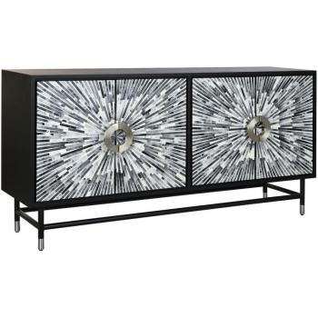 Aparador DKD Home Decor 160 x 40 x 80 cm Negro Gris Blanco Hueso Resina Madera MDF Multicolor Estándar