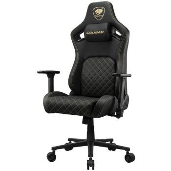 Silla Gaming Cougar Defensor Gold Respaldo Ajustable Reposabrazos 4D Imitación Piel Negro/Oro 120 kg