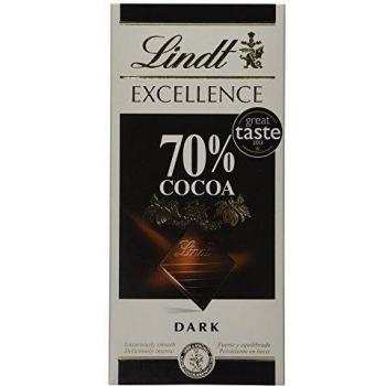 Tableta de chocolate negro Lindt Excellence 70% Cacao - 100 g, pack de 5