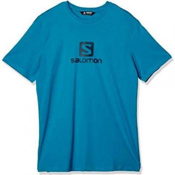 Salomon Coton Logo SS tee M Camiseta de Manga Corta, Hombre, Azul