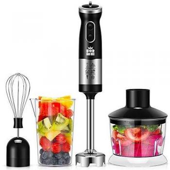 ForMe Batidora de Mano 4 en 1 Electrica 700W 2 Elocidades y Función Turbo I Picadora 600ml Vaso Medidor de 500 ml y Varilla Batidora Acero Inoxidable Libre de BPA I Smoothie Carnes Vegetales