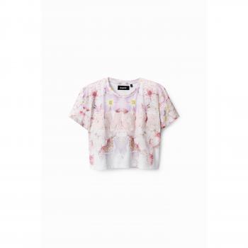 Chic Pink Embroidered Cotton T-Shirt - M
