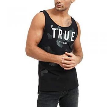 trueprodigy Casual Hombre Marca Camiseta De Tirantes con impresión de Logotipo Ropa Retro Vintage Rock Vestir Moda Cuello Redondo Sin Manga Slim Fit Designer Tank Top, Colores:Black, Tamaño:M