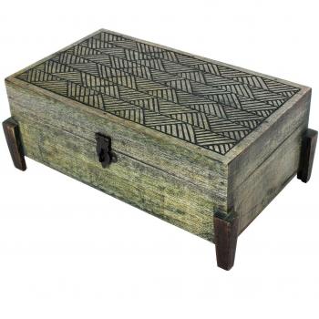 Joyero de madera grande caja de baratija organizador recuerdo caja de almacenamiento handcrafted accesorio de mesa de vestir