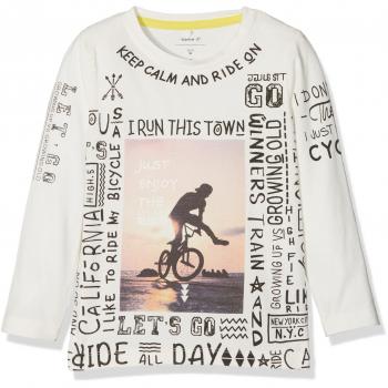 NAME IT Nitethumb Ls Top Box M Mini, Camisa Manga Larga para Niños, Blanco