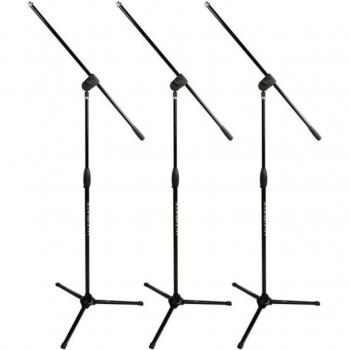 Ultimate Support MC-40B Pro Mic Stand with 3-Way Adjustable Boom Arm, 3 Pack