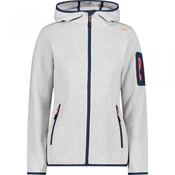 Forro Polar CMP Knit-Tech con Capucha Fija, Color Blanco Naranja Azul, Talla 4XL, para Mujer