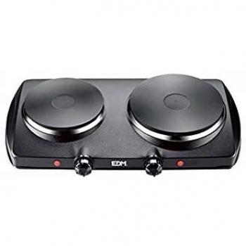 EDM 07659 Cocina Eléctrica con 2 Fuego, 1400 W, Negro