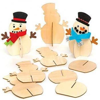 Wooden Stand-up 3D Snowmen (Pack of 6) Craft Kit