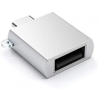Satechi Adaptador Conversor de Aluminio Tipo-C a USB 3.0, color Plata
