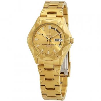 Seiko 5 Sports Gold Tone Stainless Steel Automatic Men's Watch with Gold Dial and 21 Jewels SNZ450J1 100M