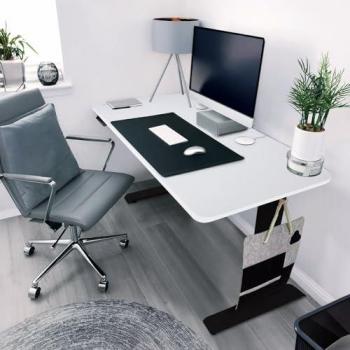 Escritorio eléctrico regulable en altura LUMINA - 160 x 80 cm, color blanco con estructura negra, con control de memoria, puerto USB y pantalla táctil