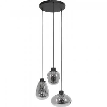 Lámpara colgante Reflexion Steinhauer, 3 luces, Ø 40 cm, color negro, material metal, tamaño 30 cm, tipo de casquillo E27 (casquillo grande), modelo 3079ZW