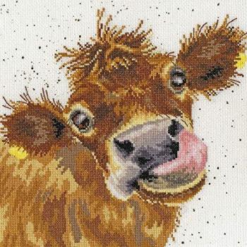 Kit de Bordado en Punto de Cruz Vaca Moo - Wrendale Designs - Bothy Threads