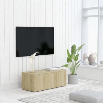 Soporte para TV de madera multicapa color roble 80x34x30 cm